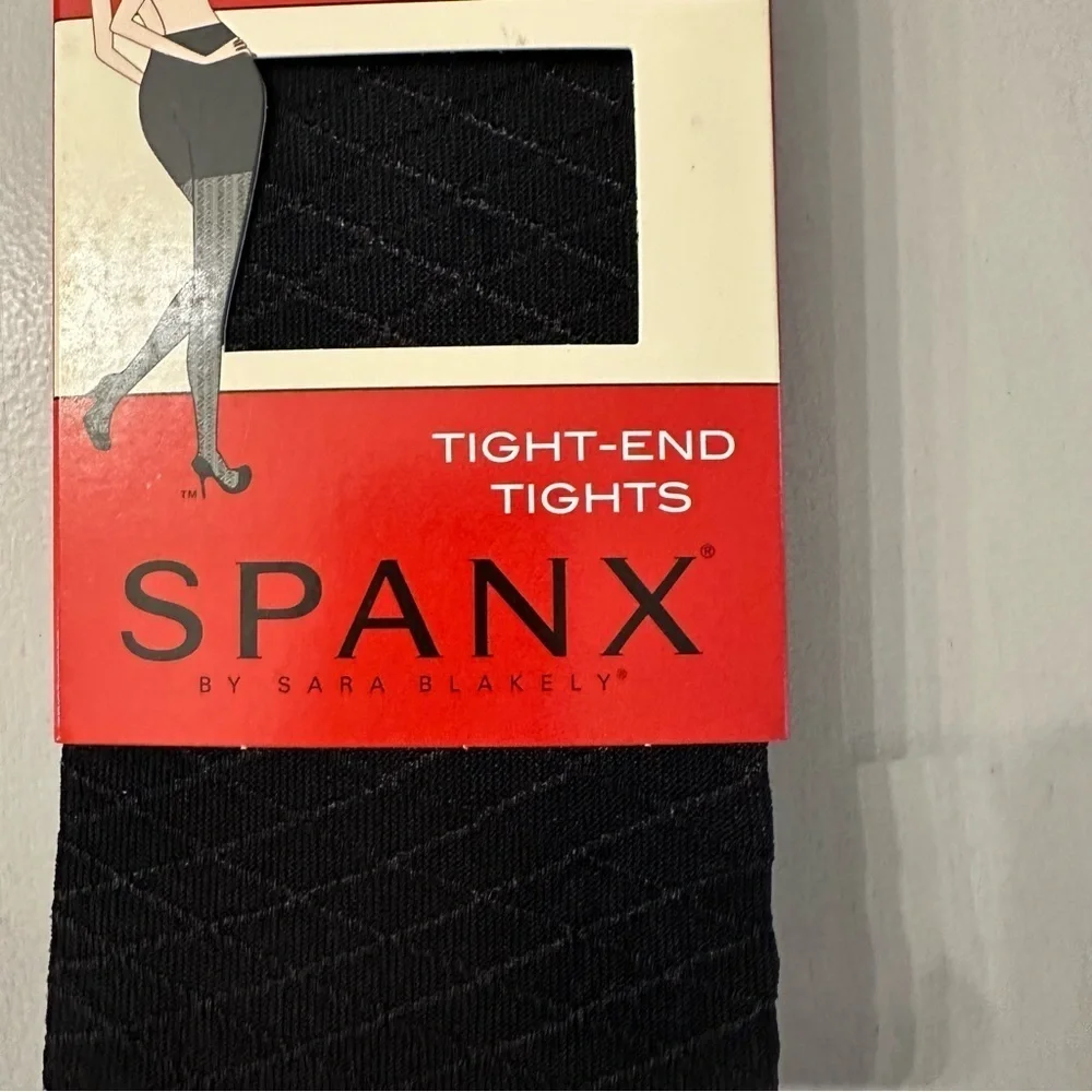 SPANX by Sara Blakely Black Tight-End Tights Bodyshaping Patterned Foil Sz B NWT
